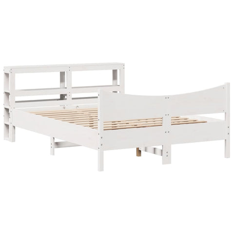 vidaXL Bed Frame with Headboard White 150x200 cm King Size Solid Wood Pine