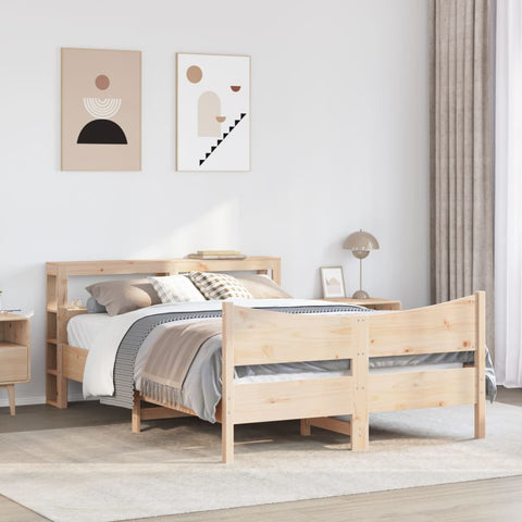 vidaXL Bed Frame with Headboard 140x200 cm Solid Wood Pine
