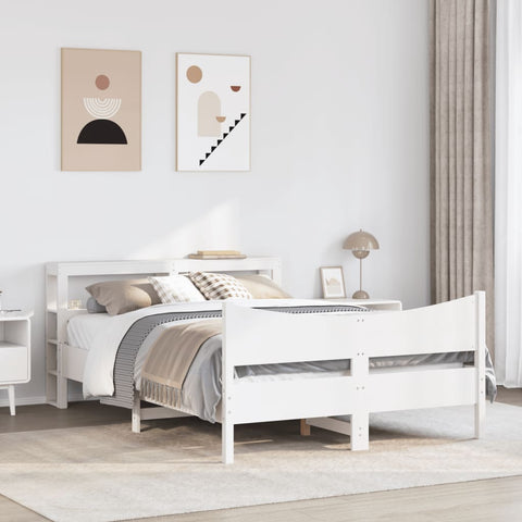 vidaXL Bed Frame with Headboard White 120x200 cm Solid Wood Pine