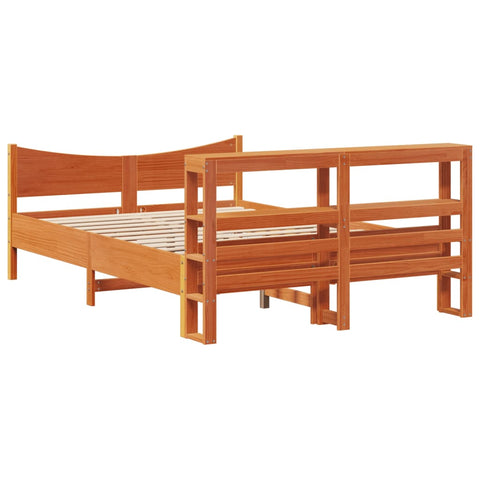 vidaXL Bed Frame with Headboard Wax Brown 120x200 cm Solid Wood Pine