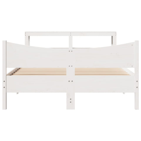 vidaXL Bed Frame with Headboard White 135x190 cm Double Solid Wood Pine