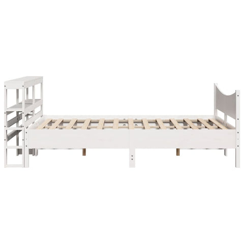 vidaXL Bed Frame with Headboard White 135x190 cm Double Solid Wood Pine