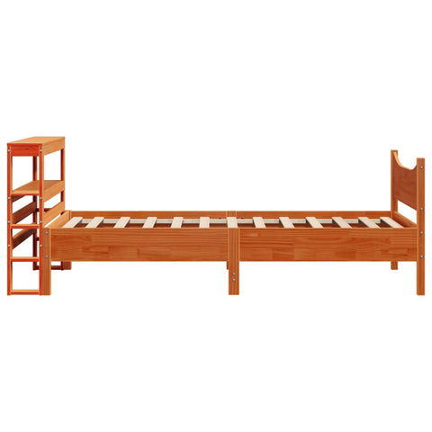 vidaXL Bed Frame with Headboard Wax Brown 75x190 cm Small Single Solid Wood Pine