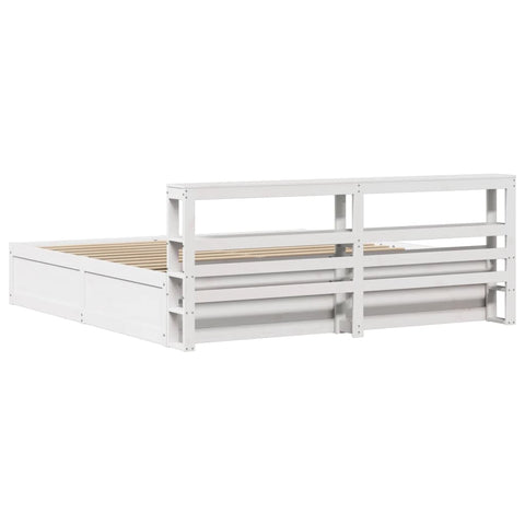vidaXL Bed Frame with Headboard White 200x200 cm Solid Wood Pine