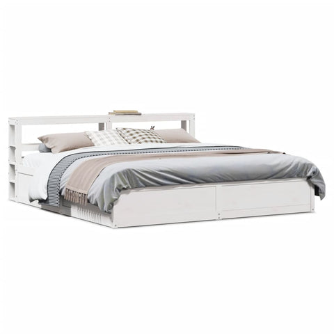 vidaXL Bed Frame with Headboard White 200x200 cm Solid Wood Pine