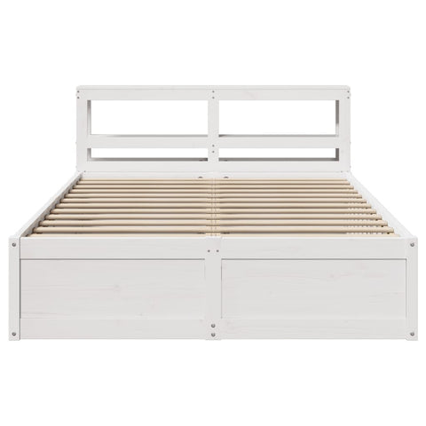vidaXL Bed Frame with Headboard White 160x200 cm Solid Wood Pine
