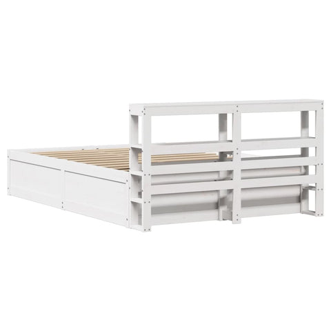vidaXL Bed Frame with Headboard White 160x200 cm Solid Wood Pine