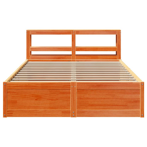 vidaXL Bed Frame with Headboard Wax Brown 160x200 cm Solid Wood Pine