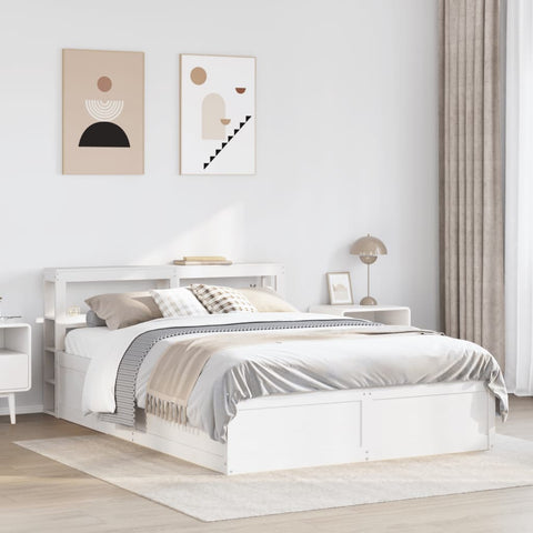 vidaXL Bed Frame with Headboard White 140x200 cm Solid Wood Pine