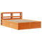 vidaXL Bed Frame with Headboard Wax Brown 140x200 cm Solid Wood Pine