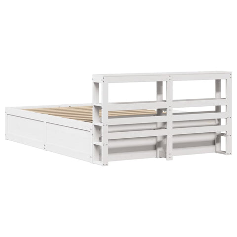 vidaXL Bed Frame with Headboard White 120x200 cm Solid Wood Pine