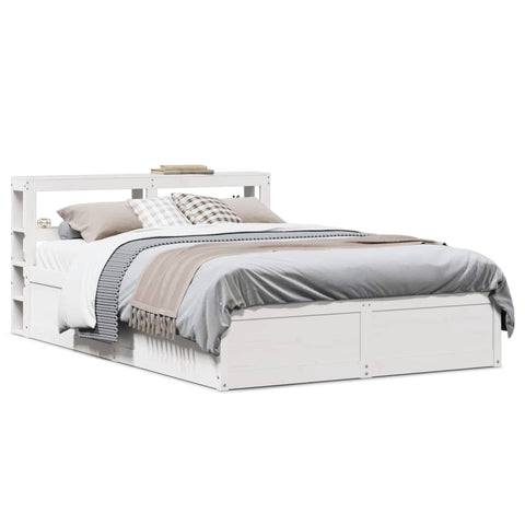 vidaXL Bed Frame with Headboard White 120x200 cm Solid Wood Pine