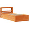 vidaXL Bed Frame with Headboard Wax Brown 90x200 cm Solid Wood Pine