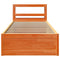 vidaXL Bed Frame with Headboard Wax Brown 90x200 cm Solid Wood Pine