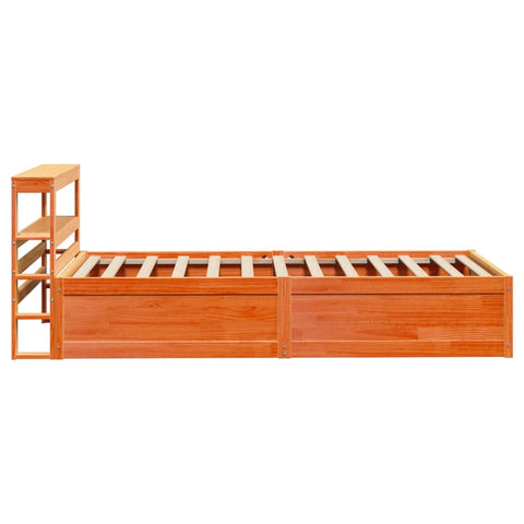 vidaXL Bed Frame with Headboard Wax Brown 90x200 cm Solid Wood Pine