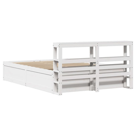 vidaXL Bed Frame with Headboard White 140x190 cm Solid Wood Pine