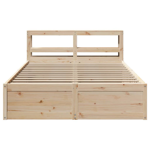 vidaXL Bed Frame with Headboard 120x190 cm Small Double Solid Wood Pine