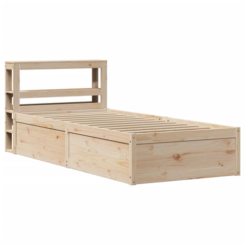 vidaXL Bed Frame with Headboard 90x190 cm Single Solid Wood Pine