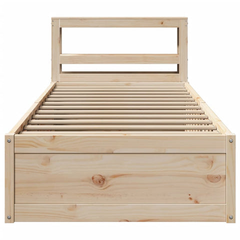 vidaXL Bed Frame with Headboard 90x190 cm Single Solid Wood Pine