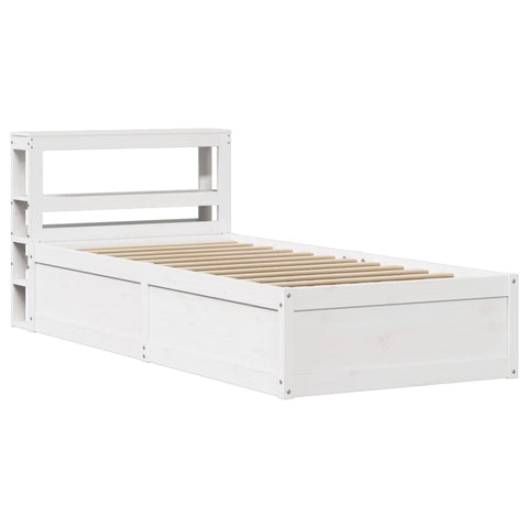 vidaXL Bed Frame with Headboard White 90x190 cm Single Solid Wood Pine