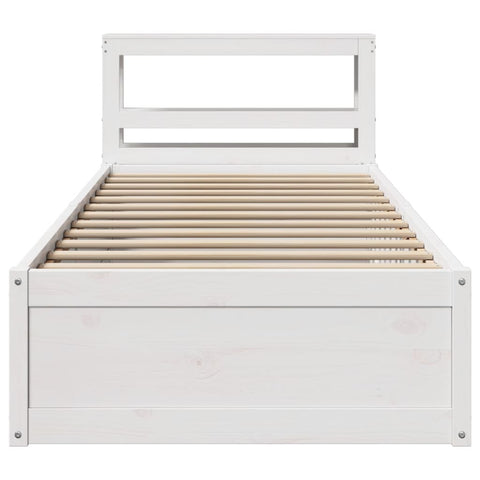 vidaXL Bed Frame with Headboard White 90x190 cm Single Solid Wood Pine