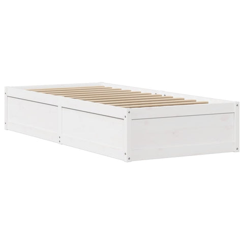 vidaXL Bed Frame with Headboard White 90x190 cm Single Solid Wood Pine