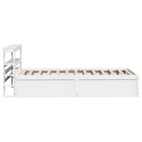 vidaXL Bed Frame with Headboard White 90x190 cm Single Solid Wood Pine