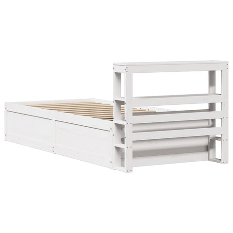 vidaXL Bed Frame with Headboard White 90x190 cm Single Solid Wood Pine