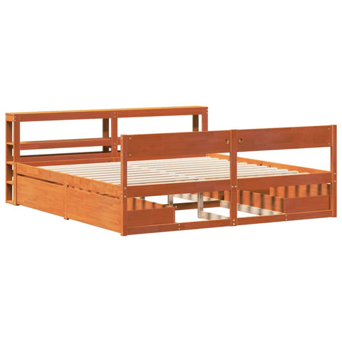 vidaXL Bed Frame without Mattress Wax Brown 200x200 cm Solid Wood Pine