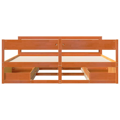 vidaXL Bed Frame without Mattress Wax Brown 200x200 cm Solid Wood Pine