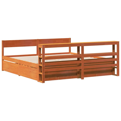vidaXL Bed Frame without Mattress Wax Brown 200x200 cm Solid Wood Pine