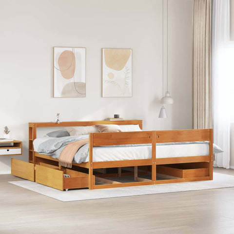 vidaXL Bed Frame without Mattress Wax Brown 200x200 cm Solid Wood Pine
