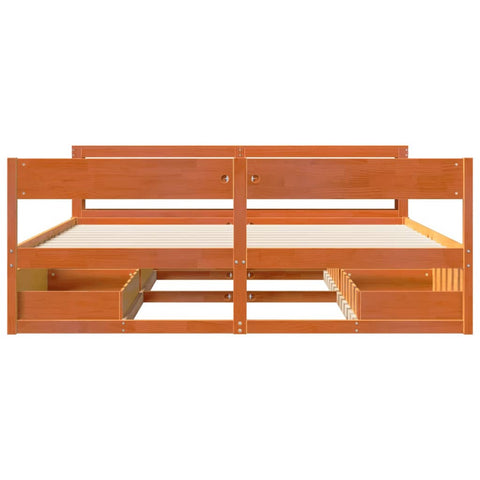 vidaXL Bed Frame without Mattress Wax Brown 180x200 cm Super King Size Solid Wood Pine