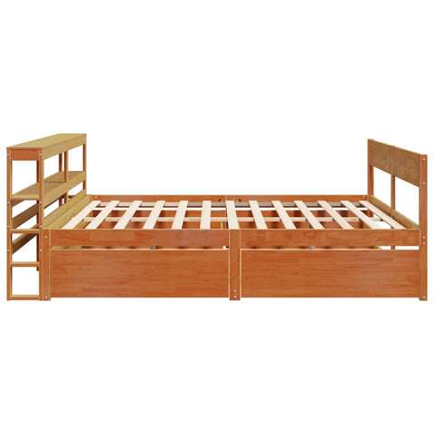 vidaXL Bed Frame without Mattress Wax Brown 180x200 cm Super King Size Solid Wood Pine