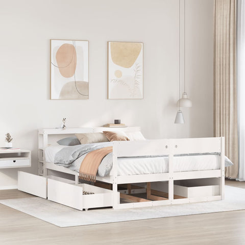 vidaXL Bed Frame without Mattress White 140x200 cm Solid Wood Pine