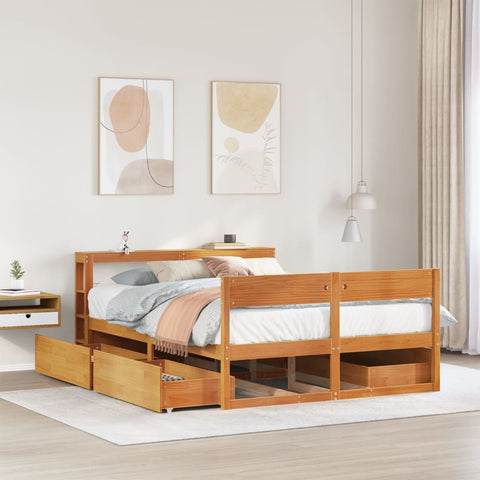 vidaXL Bed Frame without Mattress Wax Brown 120x200 cm Solid Wood Pine