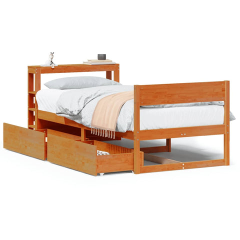 vidaXL Bed Frame without Mattress Wax Brown 100x200 cm Solid Wood Pine