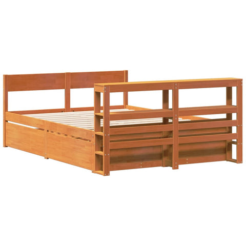vidaXL Bed Frame without Mattress Wax Brown 140x190 cm Solid Wood Pine