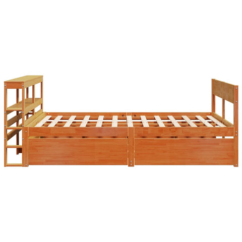 vidaXL Bed Frame without Mattress Wax Brown 135x190 cm Double Solid Wood Pine