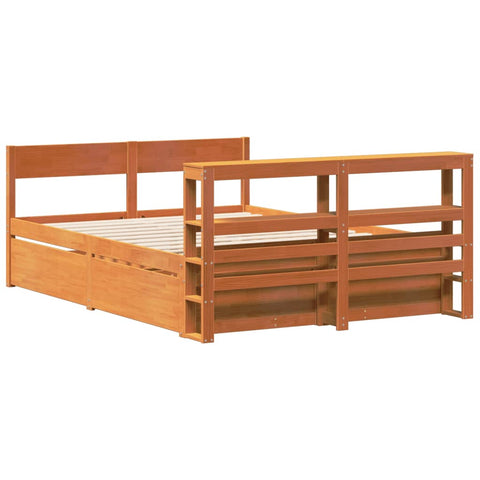 vidaXL Bed Frame without Mattress Wax Brown 120x190 cm Small Double Solid Wood Pine