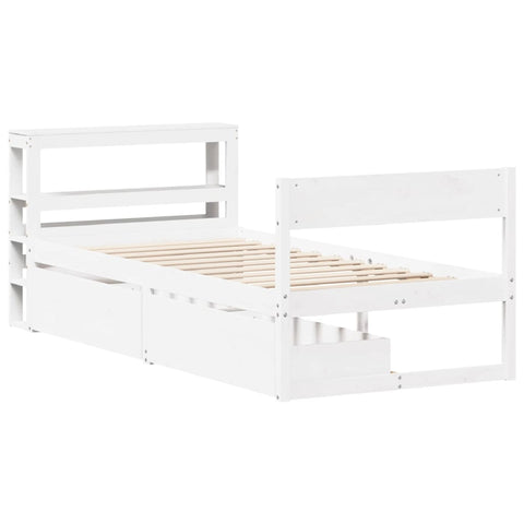 vidaXL Bed Frame without Mattress White 90x190 cm Single Solid Wood Pine