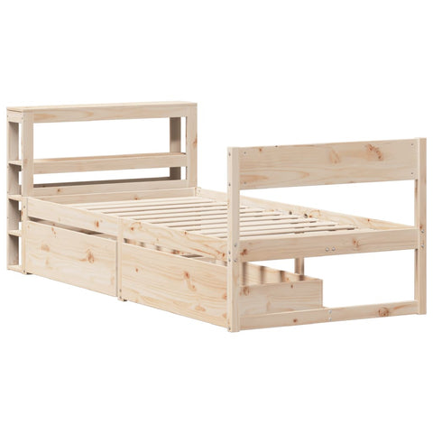 vidaXL Bed Frame without Mattress 75x190 cm Small Single Solid Wood Pine