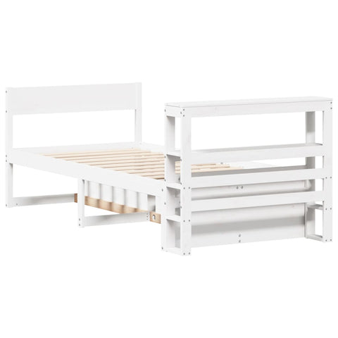 vidaXL Bed Frame without Mattress White 75x190 cm Small Single Solid Wood Pine