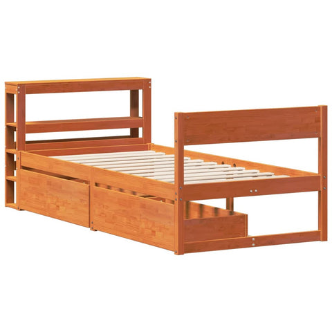 vidaXL Bed Frame without Mattress Wax Brown 75x190 cm Small Single Solid Wood Pine