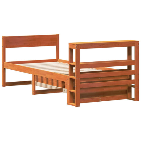 vidaXL Bed Frame without Mattress Wax Brown 75x190 cm Small Single Solid Wood Pine