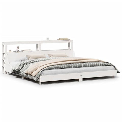 vidaXL Bed Frame without Mattress White 180x200 cm Super King Solid Wood Pine