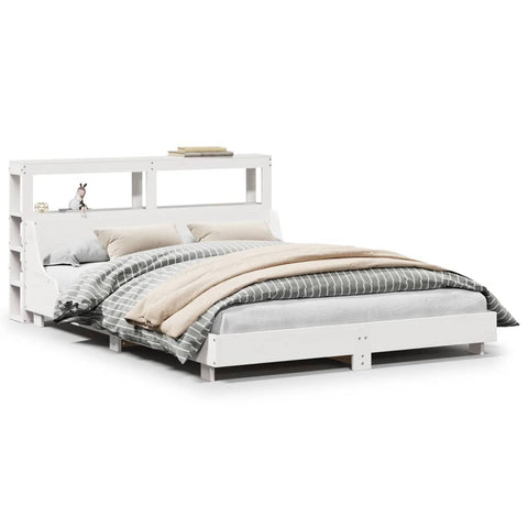 vidaXL Bed Frame without Mattress White 150x200 cm King Size Solid Wood Pine