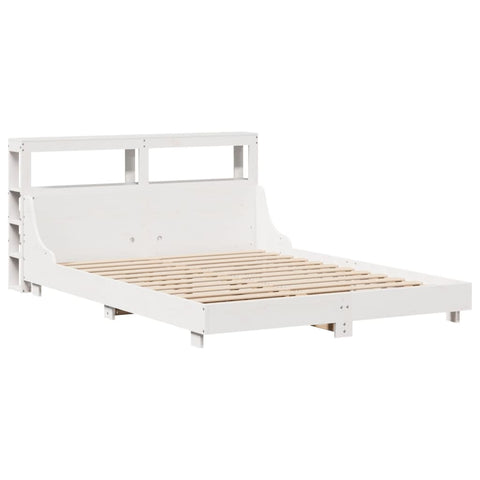 vidaXL Bed Frame without Mattress White 150x200 cm King Size Solid Wood Pine
