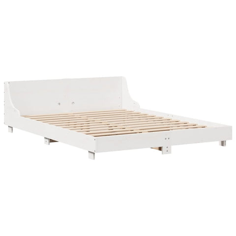 vidaXL Bed Frame without Mattress White 150x200 cm King Size Solid Wood Pine