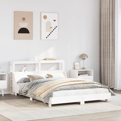 vidaXL Bed Frame without Mattress White 150x200 cm King Size Solid Wood Pine